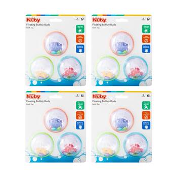 4x 3pc Nuby Bubble Buddies Floating Bath Toys Sensory Play Multicolour 6m+