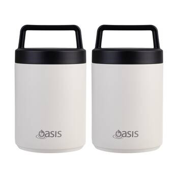 2PK Oasis Stainless Steel D/Wall Insulated Food Flask W/ Handle Alabaster 480ml