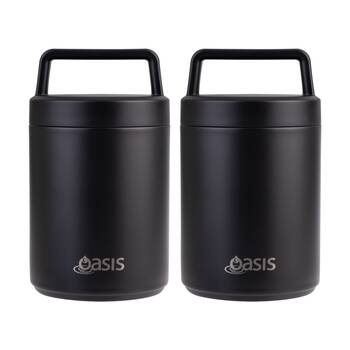 2PK Oasis Stainless Steel D/Wall Insulated Food Flask W/ Handle Black 480ml