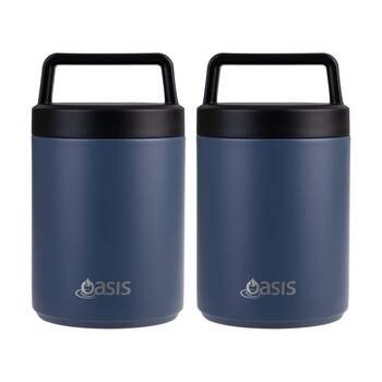 2PK Oasis Stainless Steel D/Wall Insulated Food Flask W/ Handle Indigo 480ml