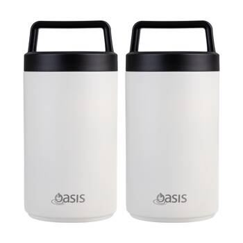 2PK Oasis Stainless Steel D/Wall Insulated Food Flask W/ Handle Alabaster 700ml