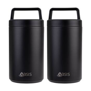 2PK Oasis Stainless Steel D/Wall Insulated Food Flask W/ Handle Black 700ml