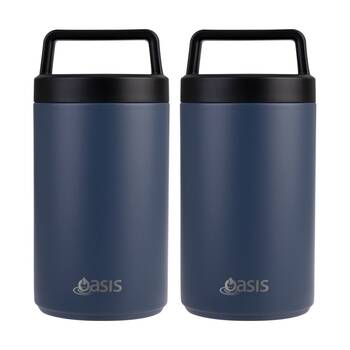 2PK Oasis Stainless Steel D/Wall Insulated Food Flask W/ Handle Indigo 700ml