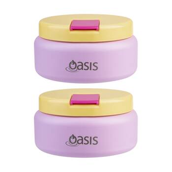2PK Oasis Stainless Steel Insulated Food Flask W/ Lid Bubblegum Pink 230ml