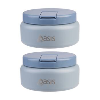 2PK Oasis Stainless Steel D/Wall Insulated Food Flask W/ Lid Hazy Blue 230ml