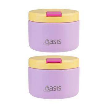2PK Oasis Stainless Steel Double Wall Insulated Food Flask Bubblegum Pink 300ml