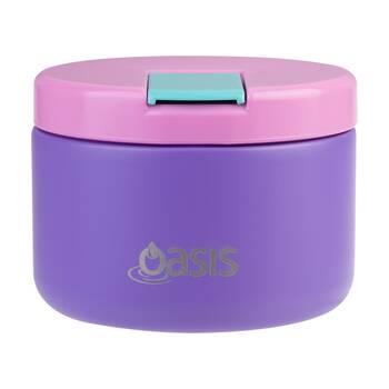 Oasis Stainless Steel Double Wall Insulated Food Flask Mermaid Purple 300ml