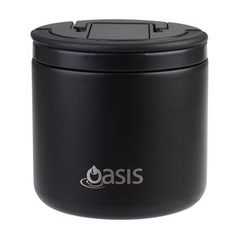 Oasis Stainless Steel Double Wall Insulated Food Flask W/ Lid Black 500ml