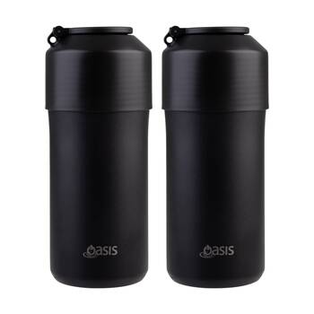 2PK Oasis Stainless Steel Double Wall Insulated Adjustable Wine Cooler Black