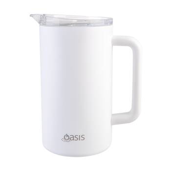 Oasis Ceramic Lined Stainless Steel Insulated Water Pitcher White 1.5L