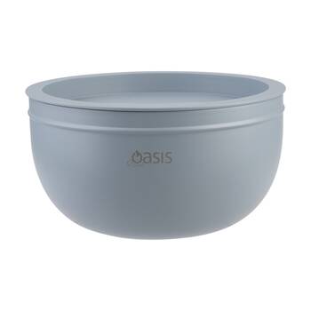 Oasis Stainless Steel Double Wall Insulated Salad Bowl W/ Lid Hazy Blue 2.8L