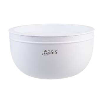 Oasis Stainless Steel Double Wall Insulated Salad Bowl With Lid White 2.8L