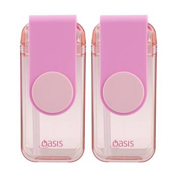 2PK Oasis Kids Tritan Impact Resistant Juice Box With Straw Pink 300ml