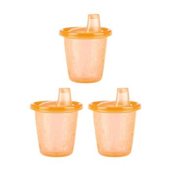 3x Nuby Wash Or Toss Hard Spout Sipper Cups Durable 210ml Assorted 12m+