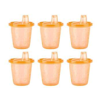 6x Nuby Wash Or Toss Hard Spout Sipper Cups Durable 210ml Assorted 12m+