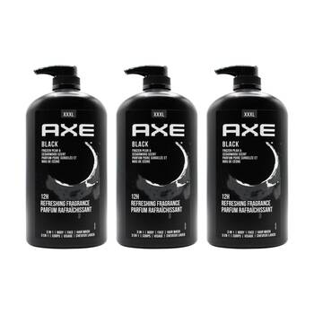 3PK Axe Men's 3 In 1 Face Hair Body Wash Black Frozen Pear & Cedarwood 1L