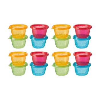 4x 4pc Nuby Store & Go Food Pots Kids Lunch Container Set Multicolour 4m+