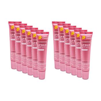 12PK Cancer Council Lip Balm SPF50+ Raspberry With Jojoba Oil 15g