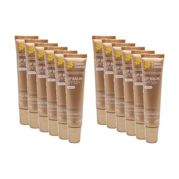 12PK Cancer Council Lip Balm SPF50+ Vanilla With Jojoba Oil 15g