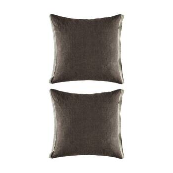 2PK Kas Australia Belrose Cushion Linen Flange Charcoal 50x50cm