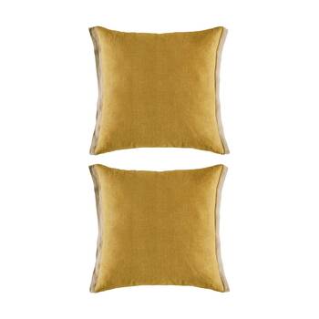 2PK Kas Australia Belrose Cushion Linen Flange Mustard 50x50cm