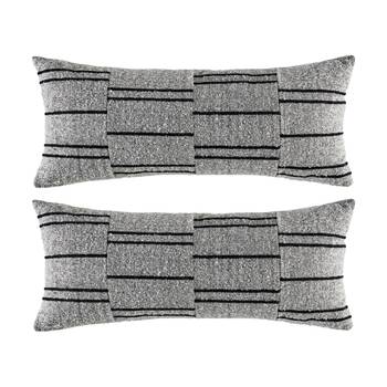 2PK Kas Australia Loper Cushion Rectangular Stripe Charcoal 35x80cm