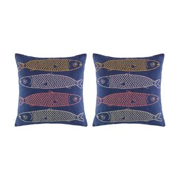 2PK Kas Australia Sardines Cushion Multi Cotton Embroidered 50x50cm