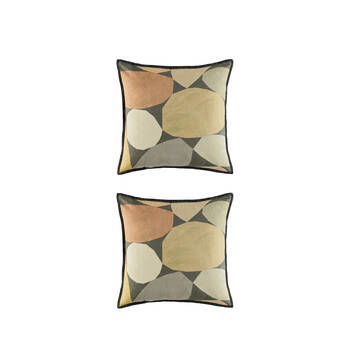 2PK Kas Australia Drake Cushion Cotton Patterned Neutral 50x50cm