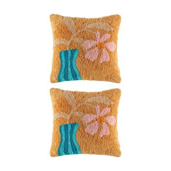 2PK Kas Australia Paco Cushion Cotton Embroidered Floral 50x50cm