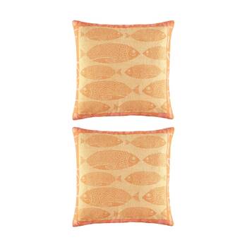 2PK Kas Australia Frida Cushion Cotton Pillow Cover Ochre 50x50cm