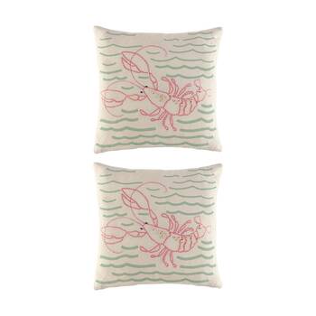 2PK Kas Australia Lobster Cushion Cotton Coastal Multi 50x50cm