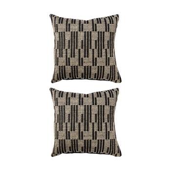 2PK Kas Australia Sonny Outdoor Cushion Geometric Charcoal 50x50cm