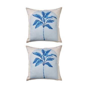 2PK Kas Australia Tahiti Outdoor Cushion Canvas Palm Tree Sky 50x50cm