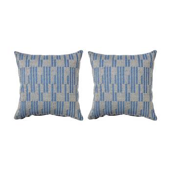 2PK Kas Australia Sonny Outdoor Cushion Geometric Blue 50x50cm