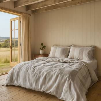 Kas Australia Somerton Quilt Cover Linen Striped Natural
