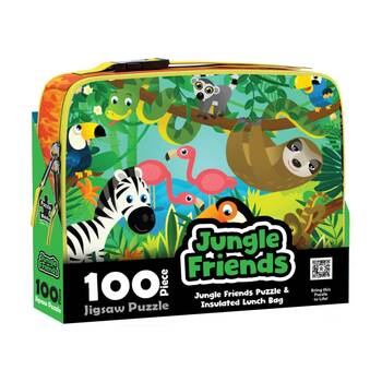 100pc Puzzle Master Lunch Box Jungle Friends AR Edition Set Insulated