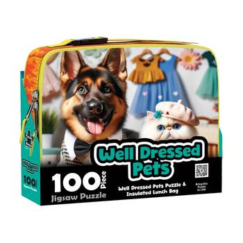 100pc Puzzle Master Lunch Box Dressed Pets AR Edition Set Insulated