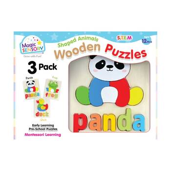 3pc Magic Sensory Shaped Puzzles Triple Pack Animals Educational Toy 12m+