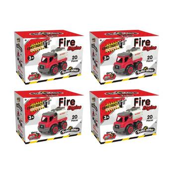 4PK 20pc Construct It Build-ables Fire Engine Toy Truck Kids Fun 3y+ Red