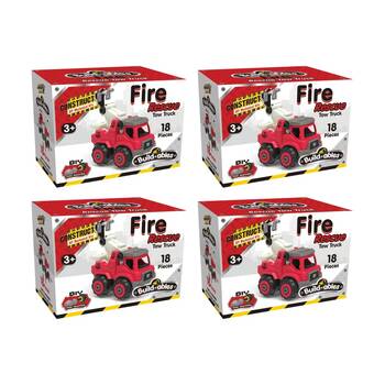 4PK 18pc Construct It Build-ables Tow Truck Toy Kids Fun 3y+ Red