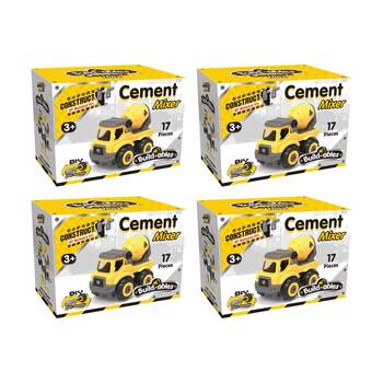 4PK 17pc Construct It Build-ables Cement Truck Toy Kids 3y+ Yellow