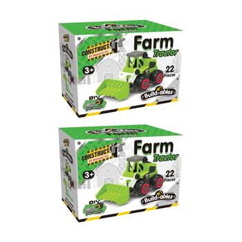 2PK 22pc Construct It Build-ables Tractor Toy Kids Fun 3y+ Green