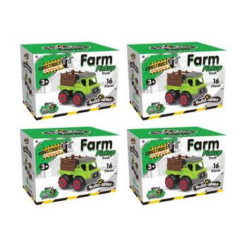4PK 16pc Construct It Build-ables Pickup Truck Toy Kids Fun 3y+ Green