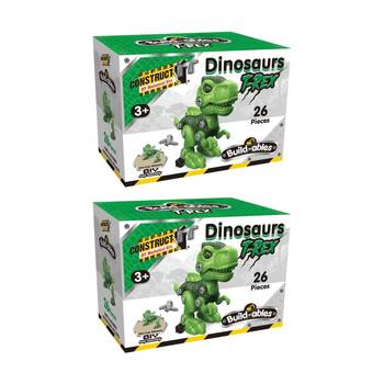 2PK 26pc Construct It Build-ables T-Rex Dinosaur Toy Kids Fun 3y+ Green