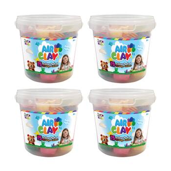 4PK Craft For Kids Air Clay Bucket Crafting Set 10 Colours 16 Cutters 3y+ 500g