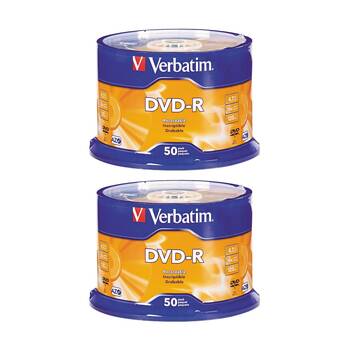 2 x 50pc VERBATIM DVD-R Spindle 16x Speed Blank Discs 4.7GB/120min
