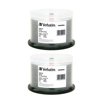 2 x 50pc VERBATIM DVD-R Bulk Silver Shiny 16x Speed Blank Discs 4.7GB