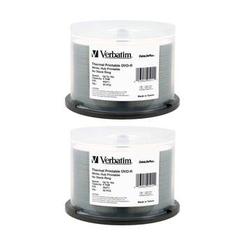2 x 50pc VERBATIM DVD-R White Wide Thermal 16x Speed Blank Discs 4.7GB