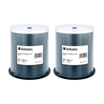 2 x 100pc VERBATIM CD-R White Wide Thermal 52x Speed Blank Discs 700MB