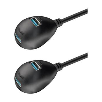 2PK Goobay USB 3.0 Hi-Speed Extension Cable w/ Desktop Foot 1.5m - Black